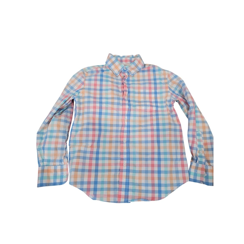 Crewcuts Plaid Button Down Shirt Boys Kids 10 Multicolor Long Sleeve Cotton #5